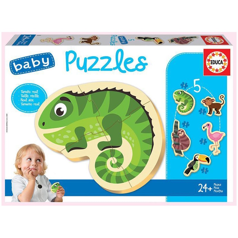 Puzzle 5 in 1 Educa Baby - Tropical animals