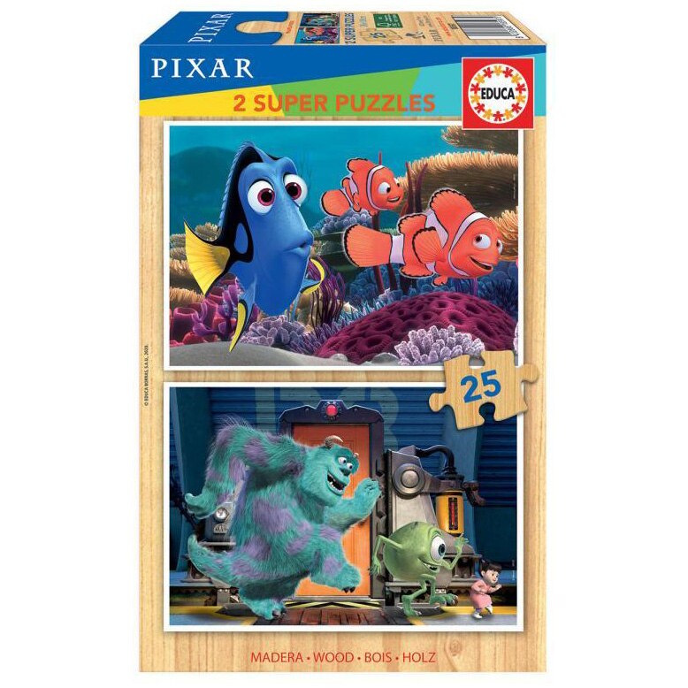 Puzzle 2 in 1 Educa - Pixar, 2x25 piese