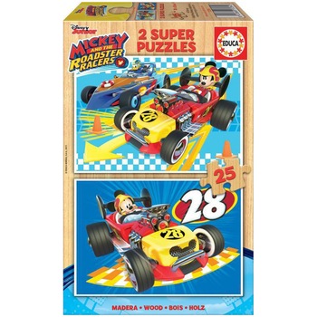 Puzzle 2 in 1 Educa - Disney Mickey Mouse and the roadster racers, 2x25 piese Puzzle 2 in 1 Educa - Disney Mickey Mouse and the roadster racers, 2x25 piese