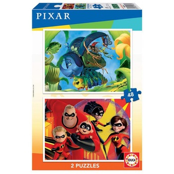 Puzzle 2 in 1 Educa - Pixar, 2x48 piese Puzzle 2 in 1 Educa - Pixar, 2x48 piese