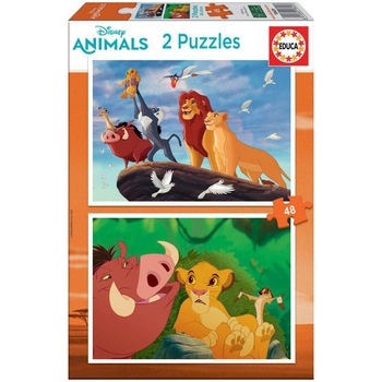 Puzzle 2 in 1 Educa - Disney Lion King, 2x48 piese Puzzle 2 in 1 Educa - Disney Lion King, 2x48 piese