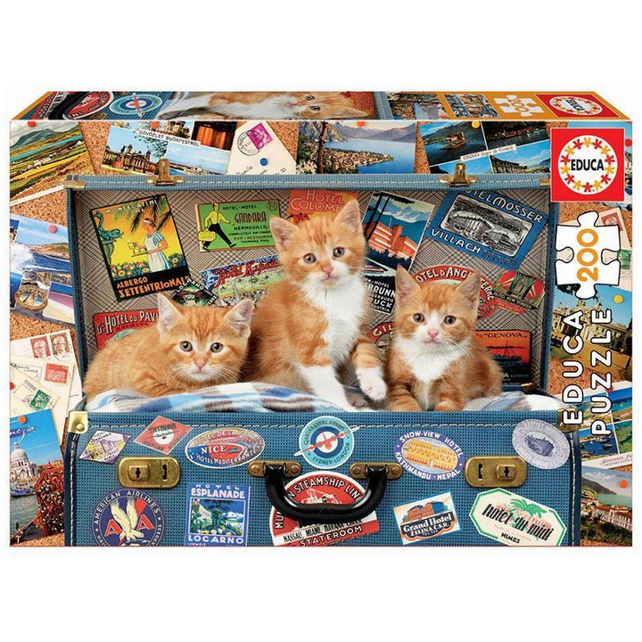 Пъзел Educa - Travelling kittens, 200 части