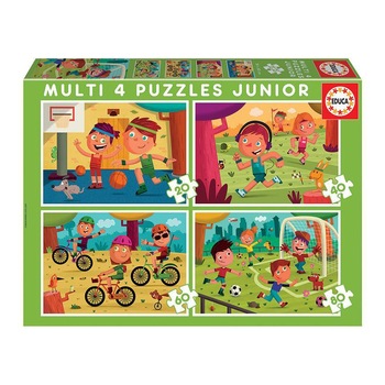 Puzzle 4 in 1 Educa - Sports, 20/40/60/80 piese Puzzle 4 in 1 Educa - Sports, 20/40/60/80 piese
