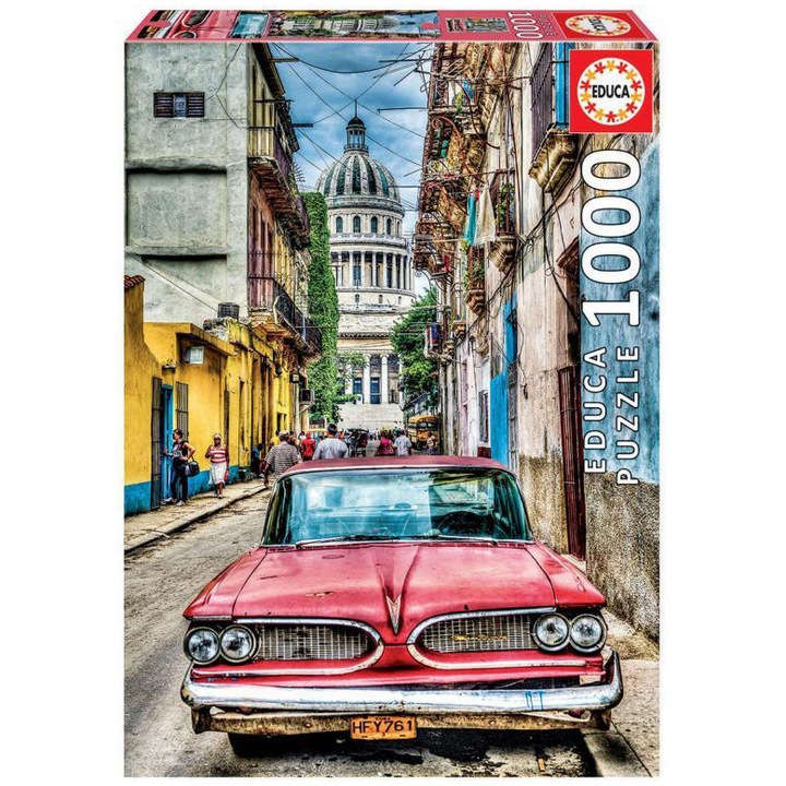 Пъзел Educa - Vintage car in old Havana, 1000 части