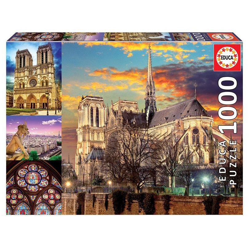 Puzzle Educa - Notre Dame collage, 1000 piese