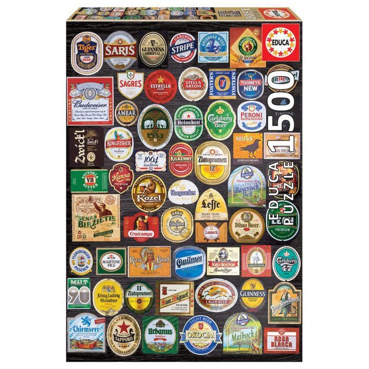 Пъзел Educa - Beer labels collage, 1500 части