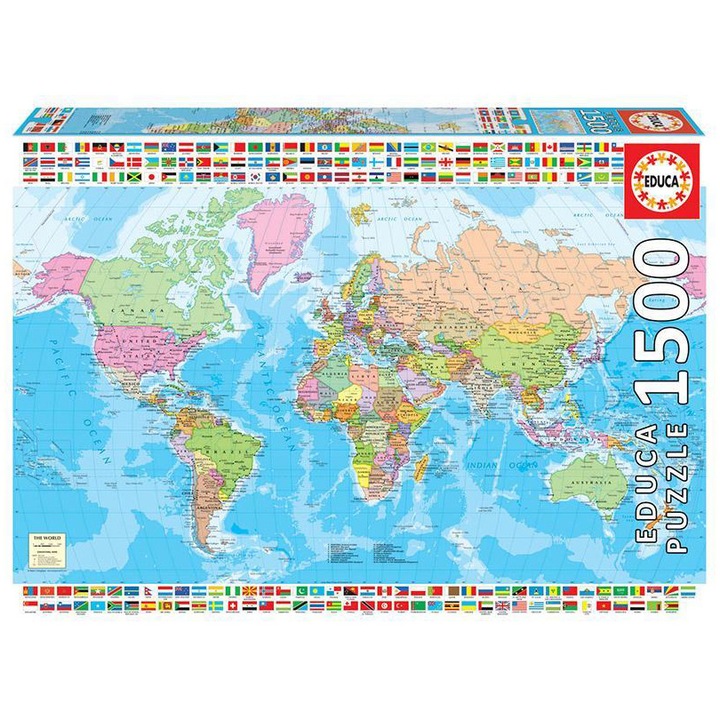 Пъзел Educa - Political world map, 1500 части