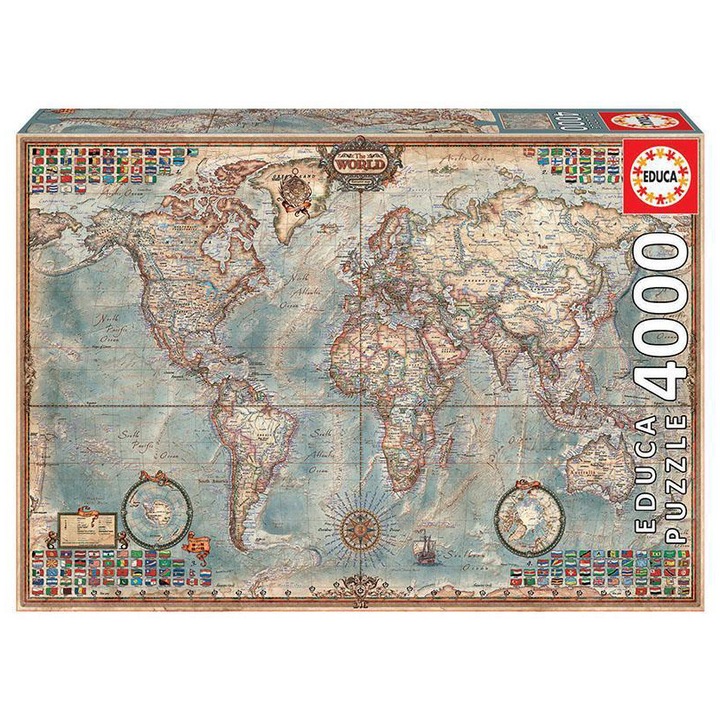 Пъзел Educa - Historic world map, 4000 части