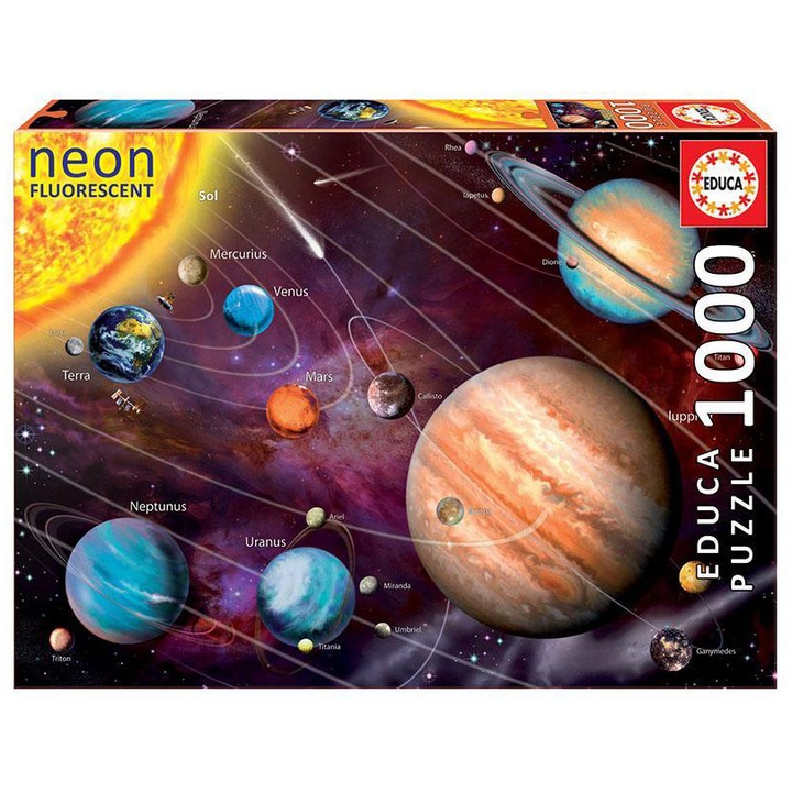 Пъзел Educa - Solar System neon, 1000 части