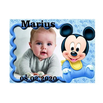 Marturie botez, Mickey, Magnet,10x7.5 cm, Albastru Marturie botez, Mickey, Magnet,10x7.5 cm, Albastru