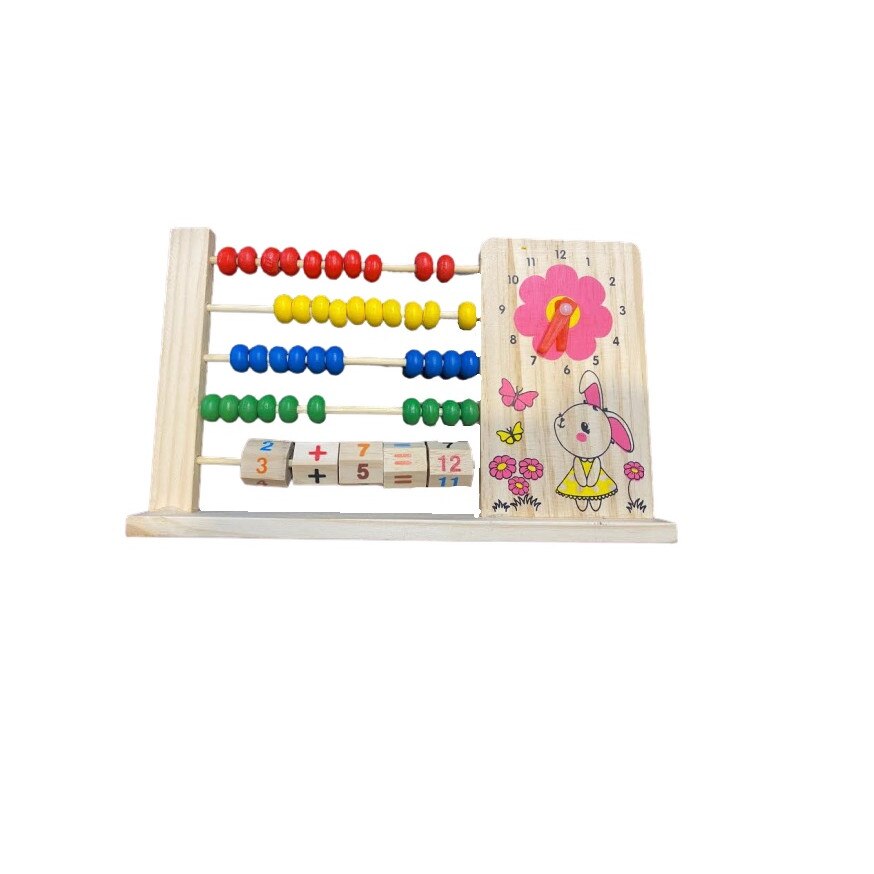 Numaratoare din lemn, 4 X 10 bile, ceas si operatii aritmetice
