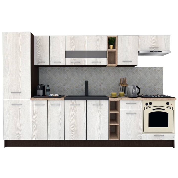 Set Bucatarie Marina New 310 B, Wenge / Decor K010, 310 x 195,5 x 60 cm