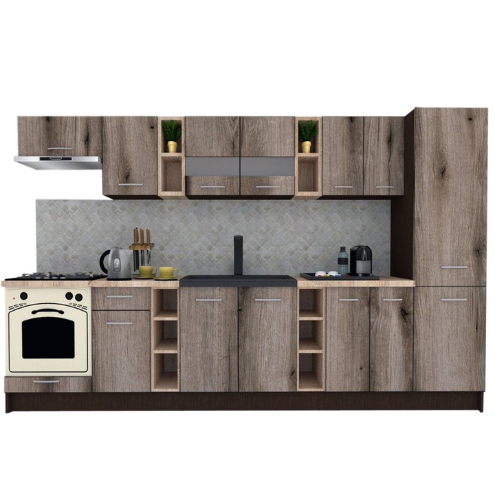 Set Bucatarie Marina New 330 A, Wenge / Decor K366, 330 x 195,5 x 60 cm