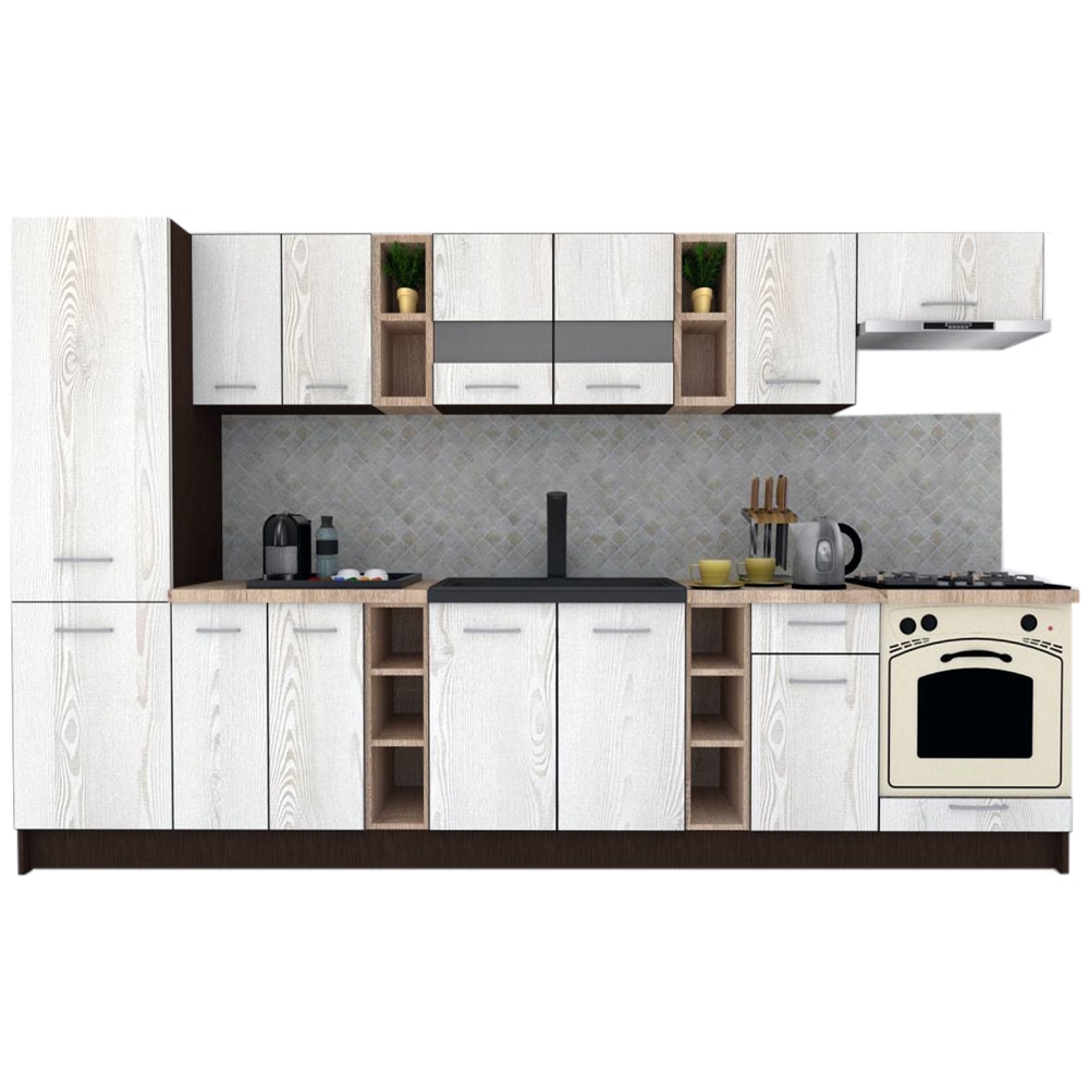 Set Bucatarie Marina New 330 B, Wenge / Decor K010, 330 x 195,5 x 60 cm