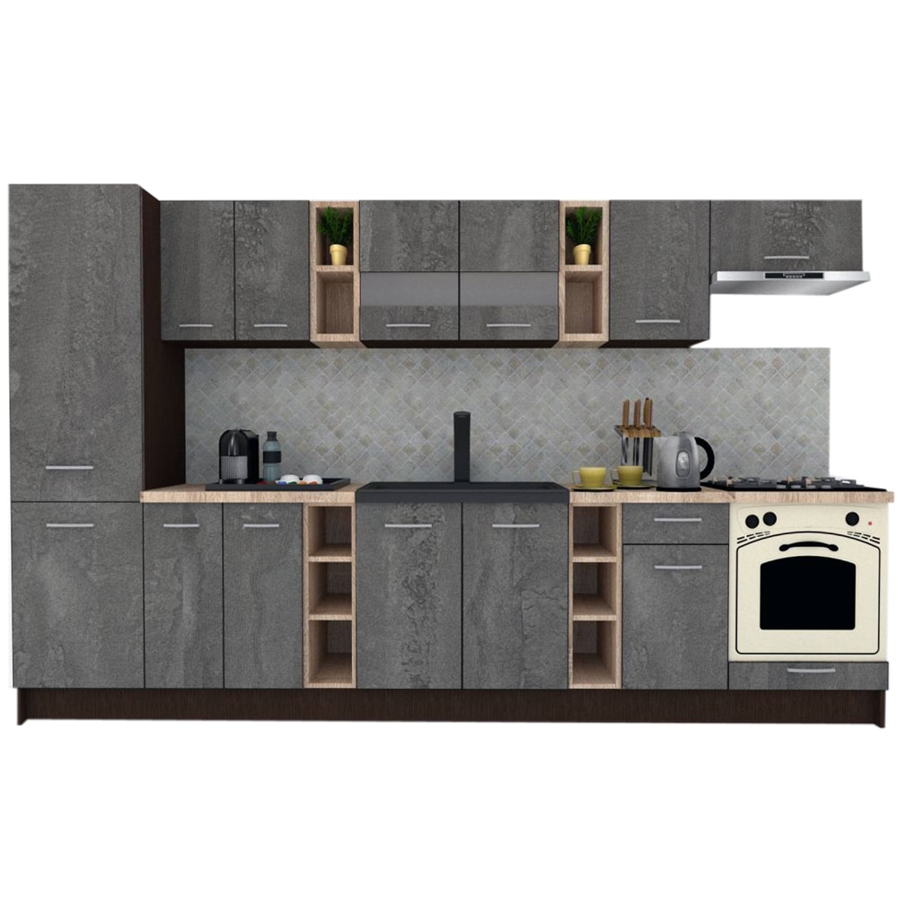 Set Bucatarie Marina New 330 B, Wenge / Decor K352, 330 x 195,5 x 60 cm