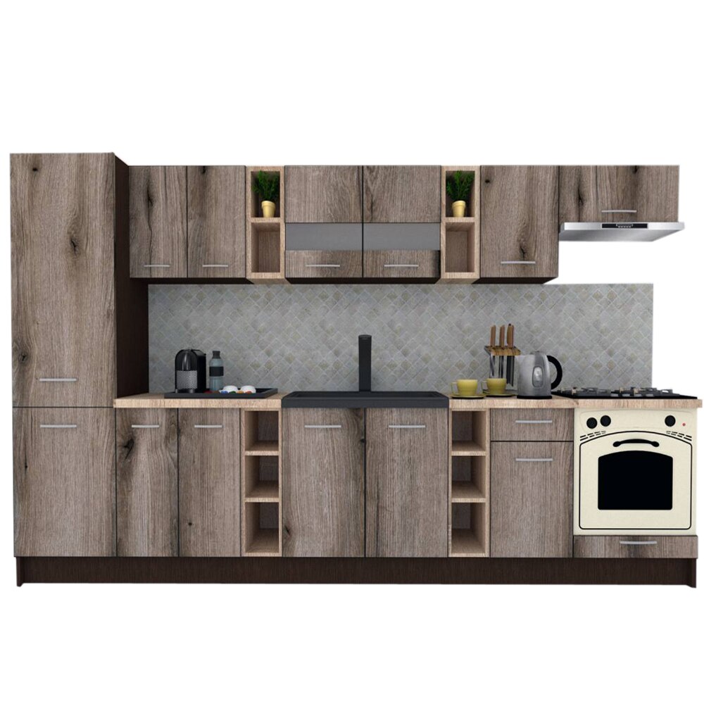 Set Bucatarie Marina New 330 B, Wenge / Decor K366, 330 x 195,5 x 60 cm