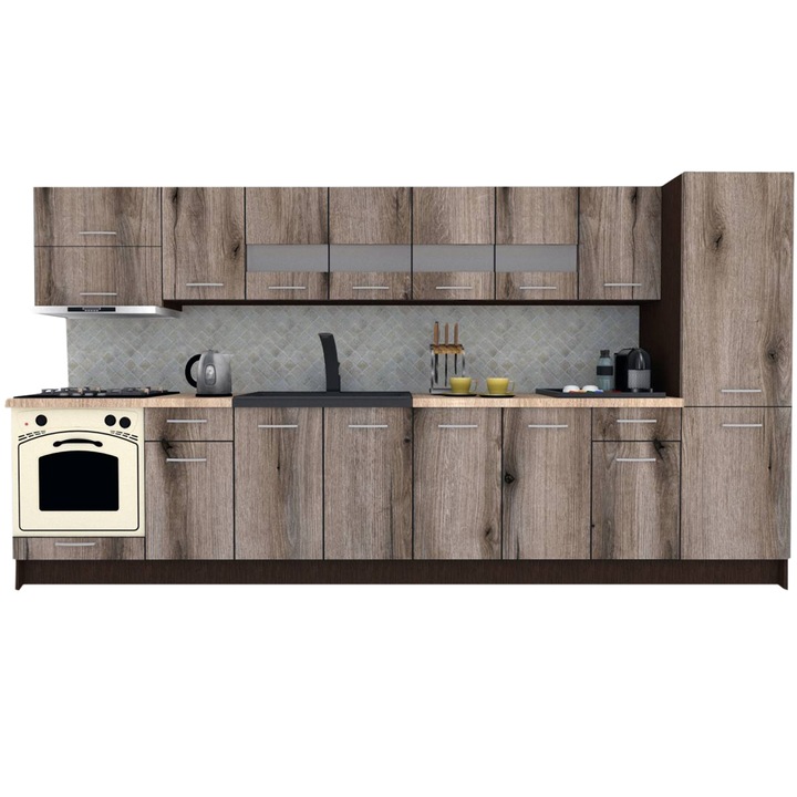 Set Bucatarie Marina New 350 A, Wenge / Decor K366, 350 x 195,5 x 60 cm
