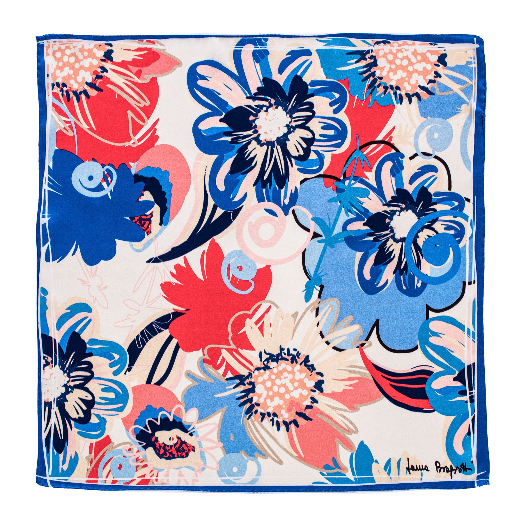 Esarfa matase S Flower Kiss blue