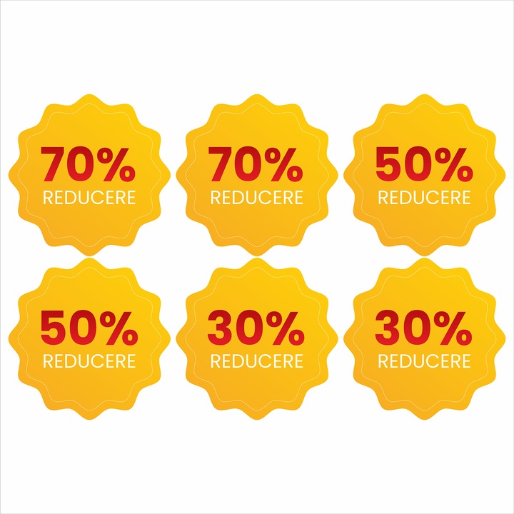 Set 6 autocolante Reducere 20-70% pentru geam, Orafol, multicolor, 300mm x 300mm