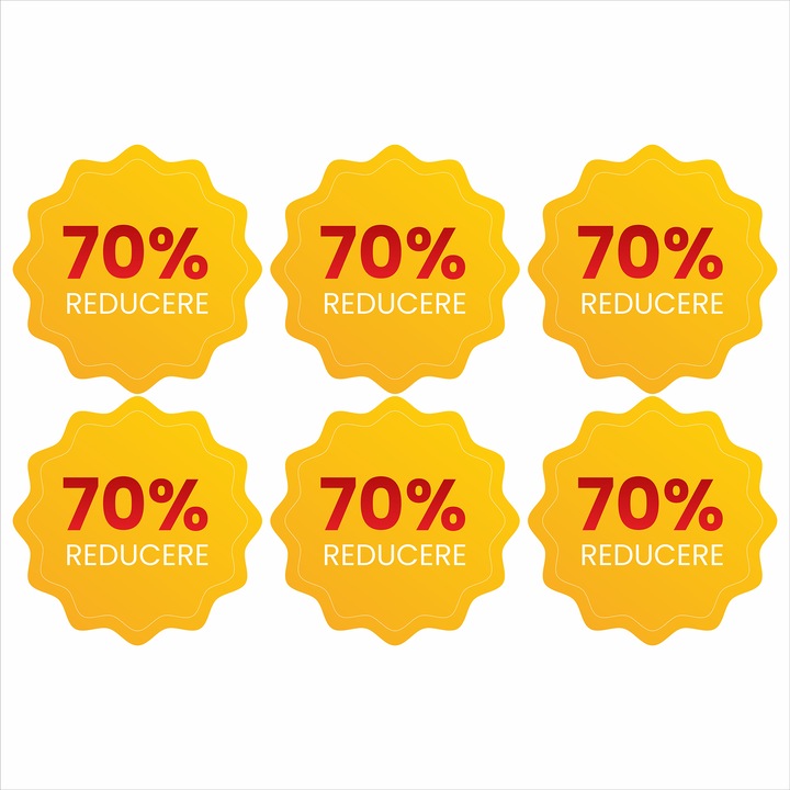 Set 6 autocolante Reducere 70% pentru geam, Orafol, multicolor, 300mm x 300mm