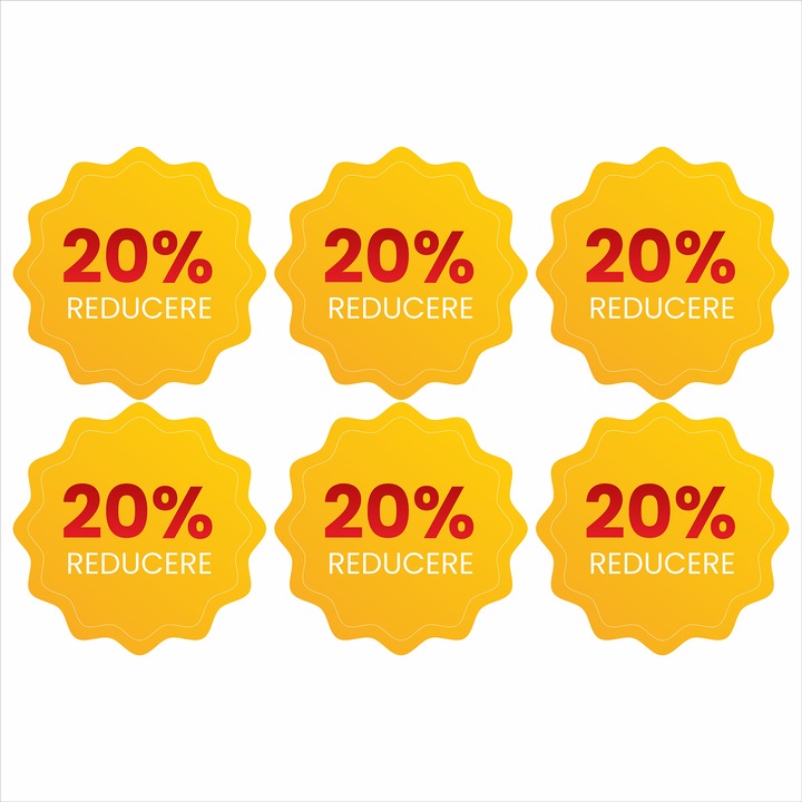 Set 6 autocolante Reducere 20% pentru geam, Orafol, multicolor, 300mm x 300mm