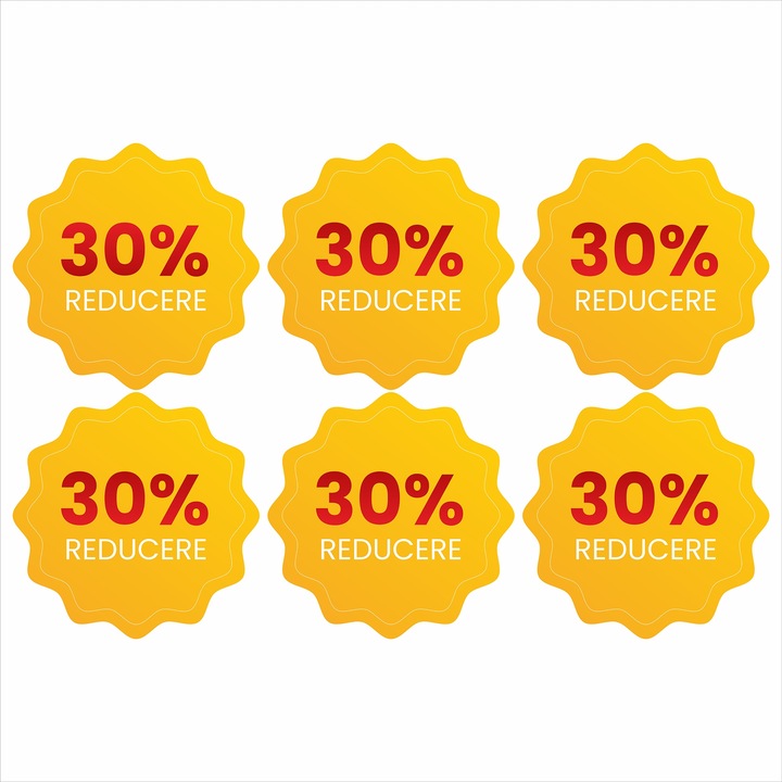 Set 6 autocolante Reducere 30% pentru geam, Orafol, multicolor, 300mm x 300mm