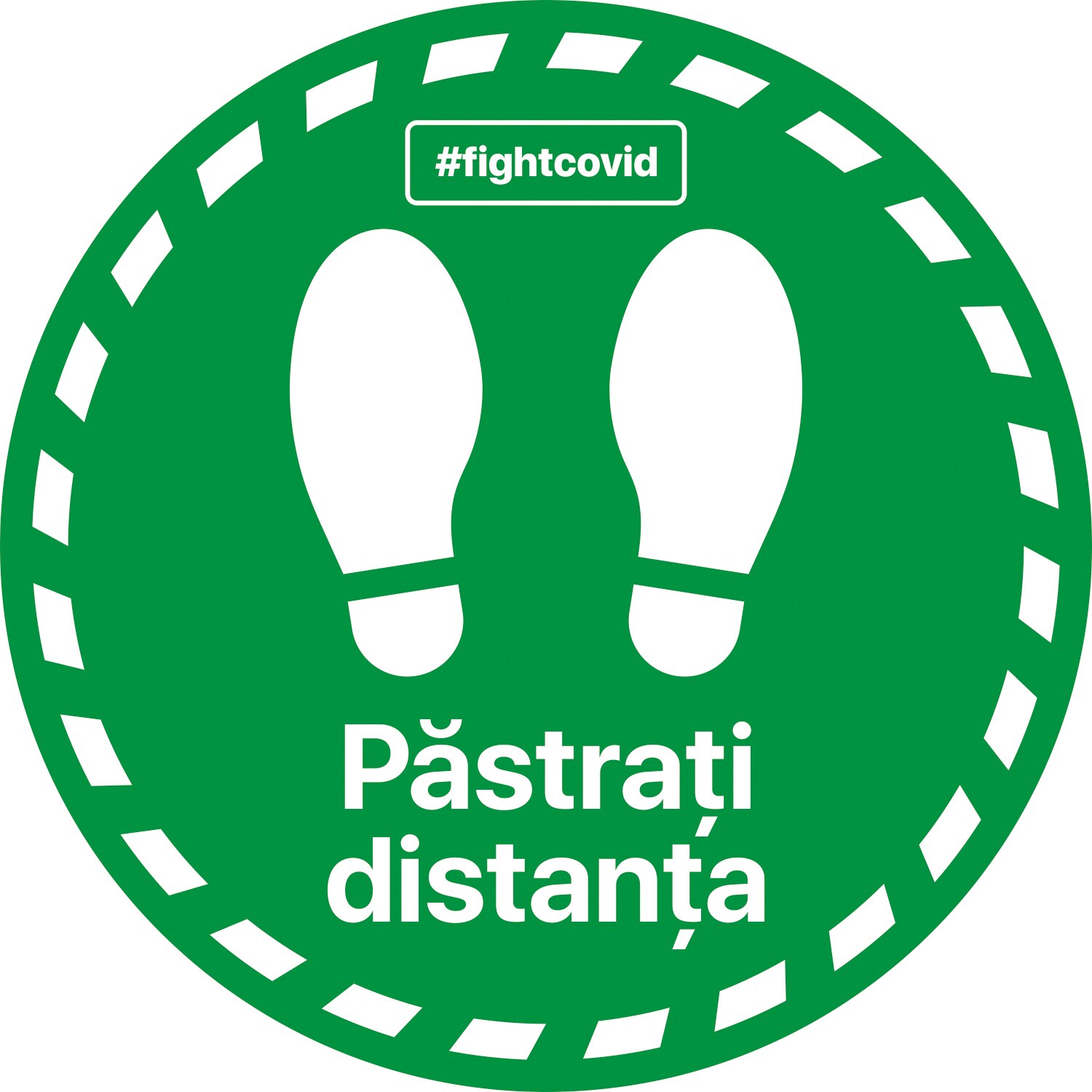 Autocolant distantare Covid-19, ADC5, cerc, verde, 20 x 20 cm