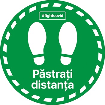 Autocolant distantare Covid-19, ADC5, cerc, verde, 20 x 20 cm Autocolant distantare Covid-19, ADC5, cerc, verde, 20 x 20 cm