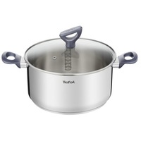 Oala cu capac de sticla Tefal Daily Cook, 24 cm, inductie, gradatii usor de citit, inox, argintiu