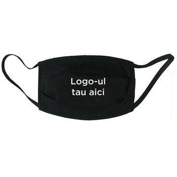 Masca personalizata reutilizabila, din material textil, cu Logo personal, neagra Masca personalizata reutilizabila, din material textil, cu Logo personal, neagra