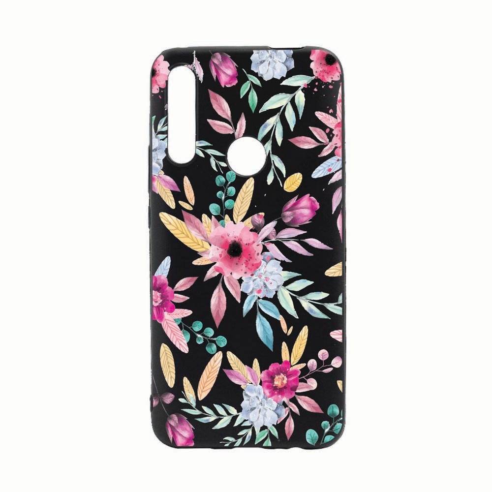 Husa Huawei Y7 2019, Happy Flowers, rezistenta la uzura, anti-alunecare, din silicon Premium, B069
