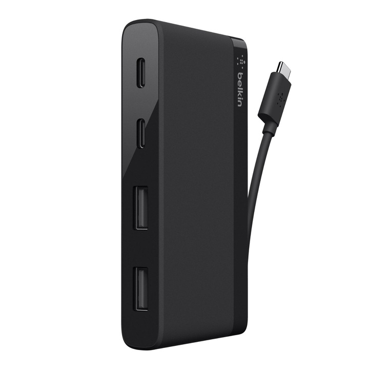 Хъб Belkin за пътуване, 2 порта USB-C и 2 порта USB-A 2.0