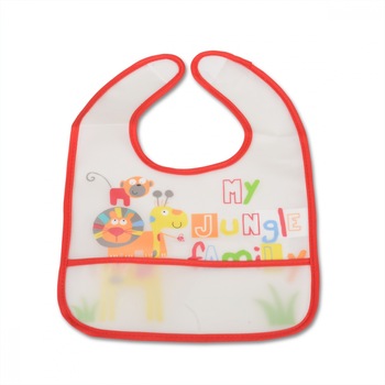 Bavetica mare impermeabila cu scai Funny Snack Red Bavetica mare impermeabila cu scai Funny Snack Red