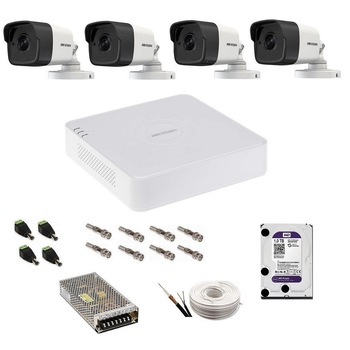 Kit complet supraveghere 5 MP Hikvision Turbo HD cu 4 camere exterior IR 20 m,HDD 1 Tb special supraveghere,accesorii complete, vizualizare petelefonul mobil Kit complet supraveghere 5 MP Hikvision Turbo HD cu 4 camere exterior IR 20 m,HDD 1 Tb special supraveghere,accesorii complete, vizualizare petelefonul mobil