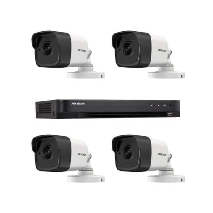 Kit Supraveghere exterior 8 camere 8MP, IR 80m, lentila 3.6mm, DVR 8 canale 4K, accesorii, aplicatie telefon