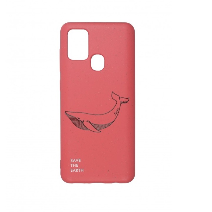 Husa telefon, Cellect, GoGreen, Compatibil cu Samsung A21, model Whale, Polimer, Coral