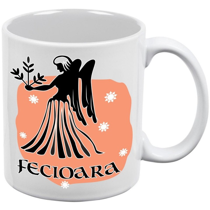 Cana alba personalizata zodia fecioara, 325 ml