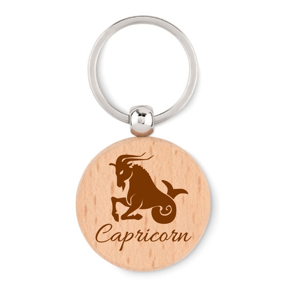Breloc din lemn personalizat, zodiac, Capricorn