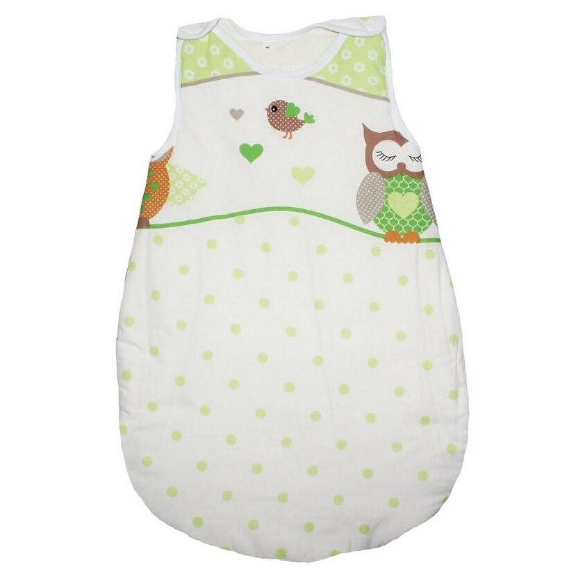 Sac de dormit, vara, bufnite mari, verzi 52 - 68 cm