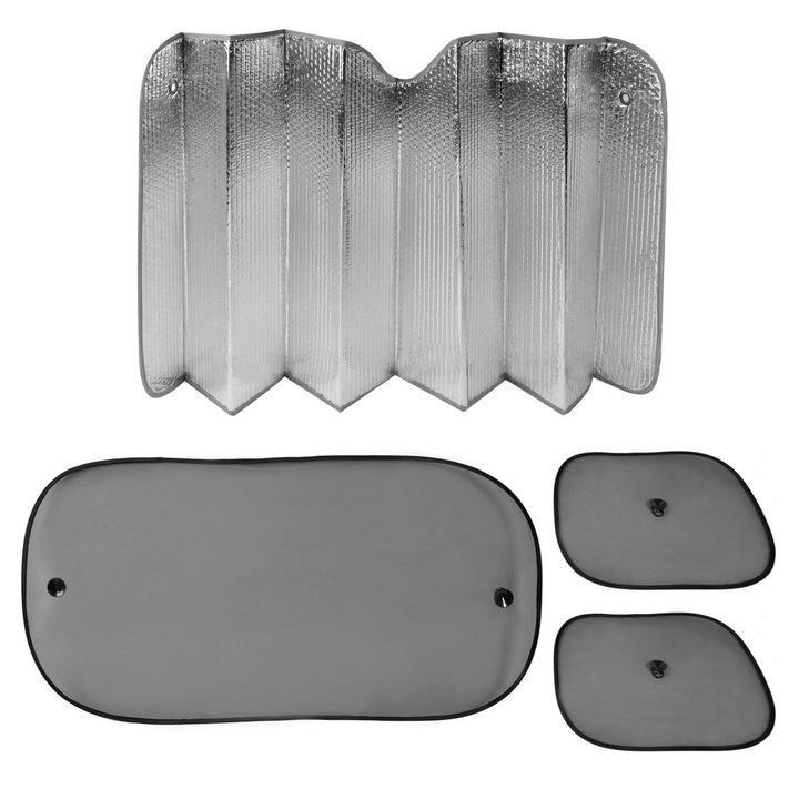 Zola® napellenző készlet, autóhoz, 4 részes, első, hátsó, oldalsó, fekete