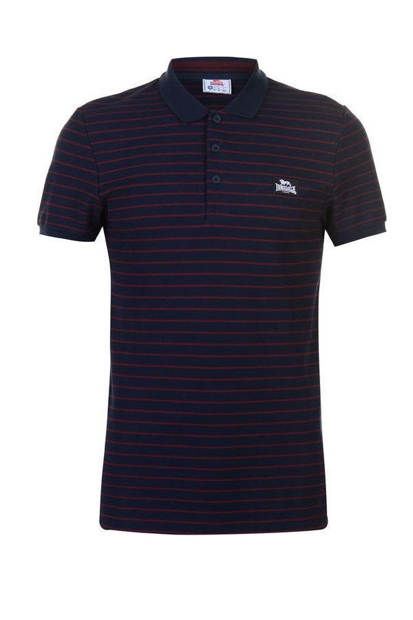 Tricou polo pentru barbati, Lonsdale, Bumbac, Slim fit, Bleumarin/Rosu, XL