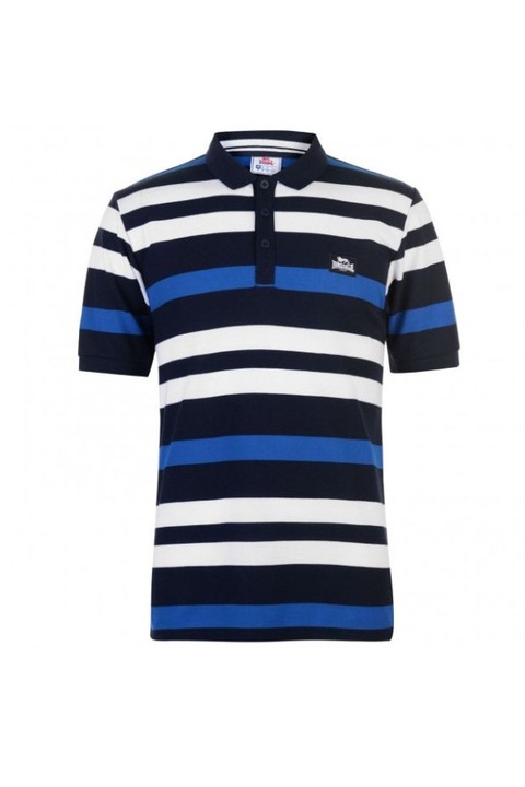 Tricou polo pentru barbati, Lonsdale, Model cu dungi, Albastru/Alb, XL