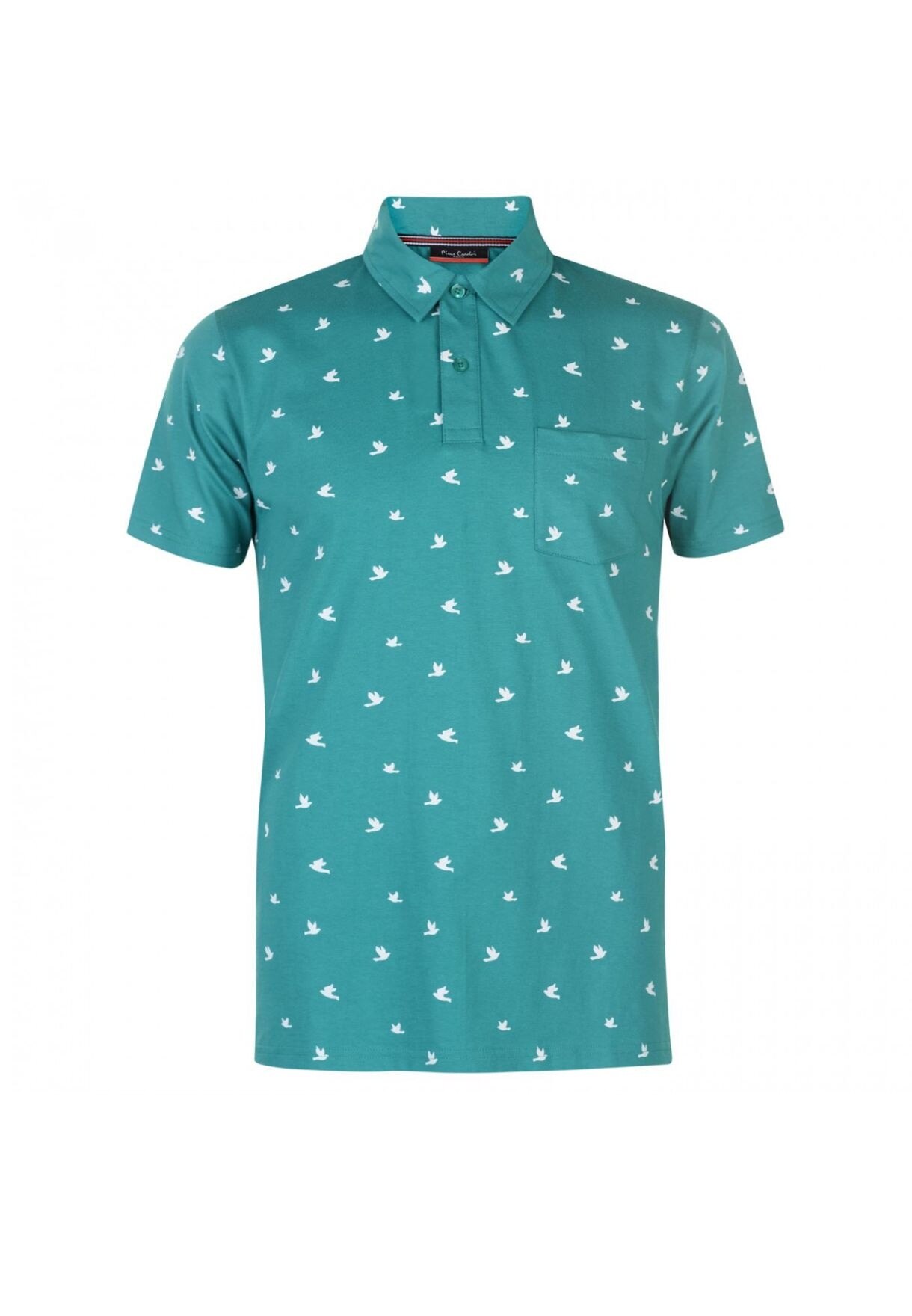 Tricou polo pentru barbati, Pierre Cardin, Bumbac, Model pasari, Turcoaz, 2XL