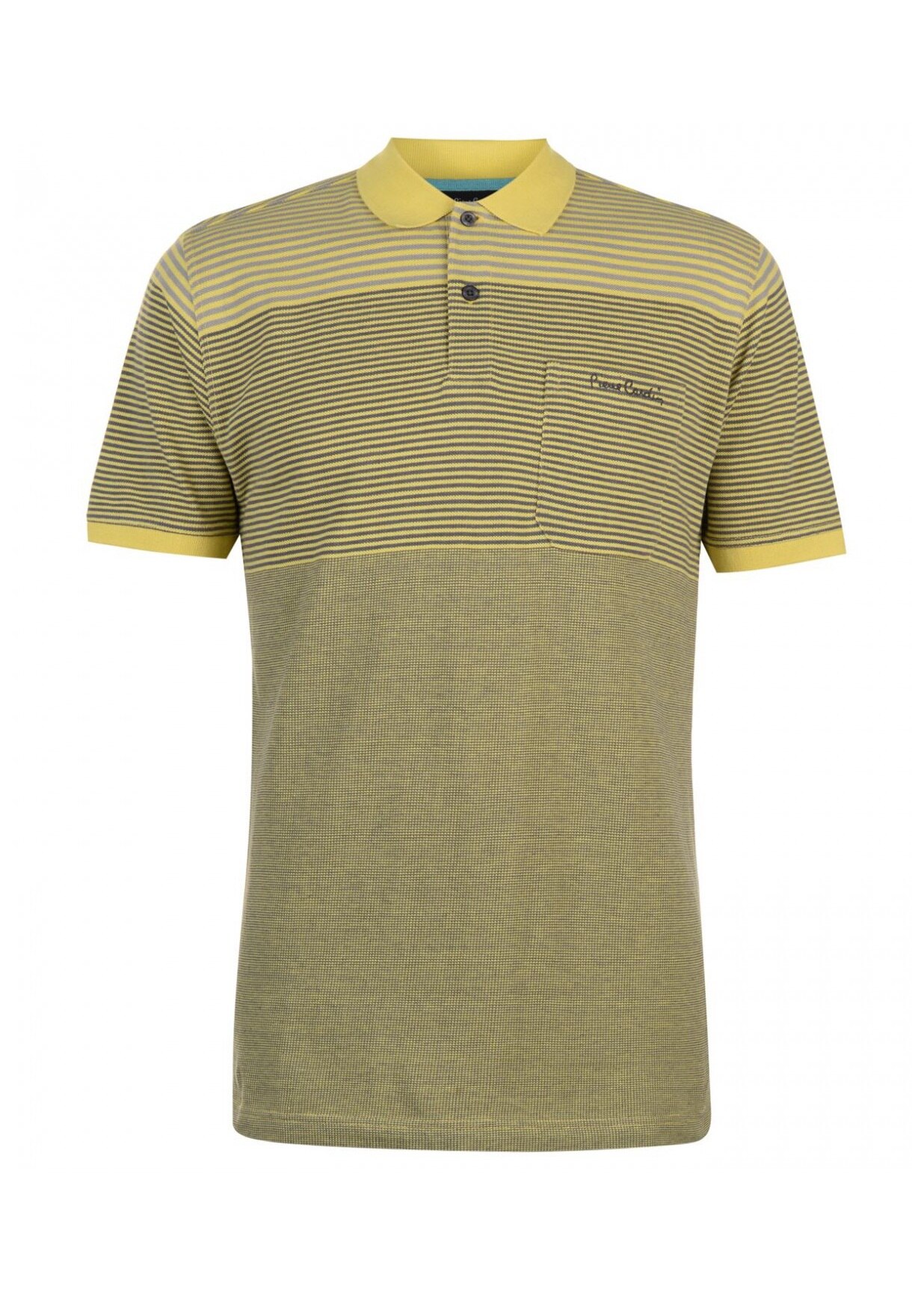 Tricou polo pentru barbati, Pierre Cardin, Pinstripe, Bumbac, Verde/Galben, M