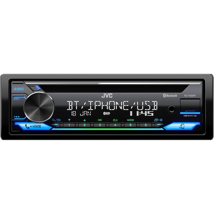 Плеър за кола JVC KD-T922BT 4 x 50W, Bluetooth, USB, Spotify, FLAC, 13-Band EQ