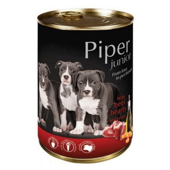 Hrana Umeda pentru Caini, Piper Junior cu Inimi de Vita si Morcovi, 400 g Hrana Umeda pentru Caini, Piper Junior cu Inimi de Vita si Morcovi, 400 g