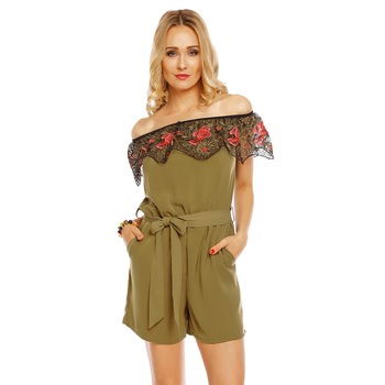 Salopeta dama, cu decolteu , kaki ,S/M Salopeta dama, cu decolteu , kaki ,S/M