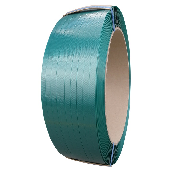 Banda de legat PET , Rolpack, 19 mm x 1 mm x 1000 m, verde embosata