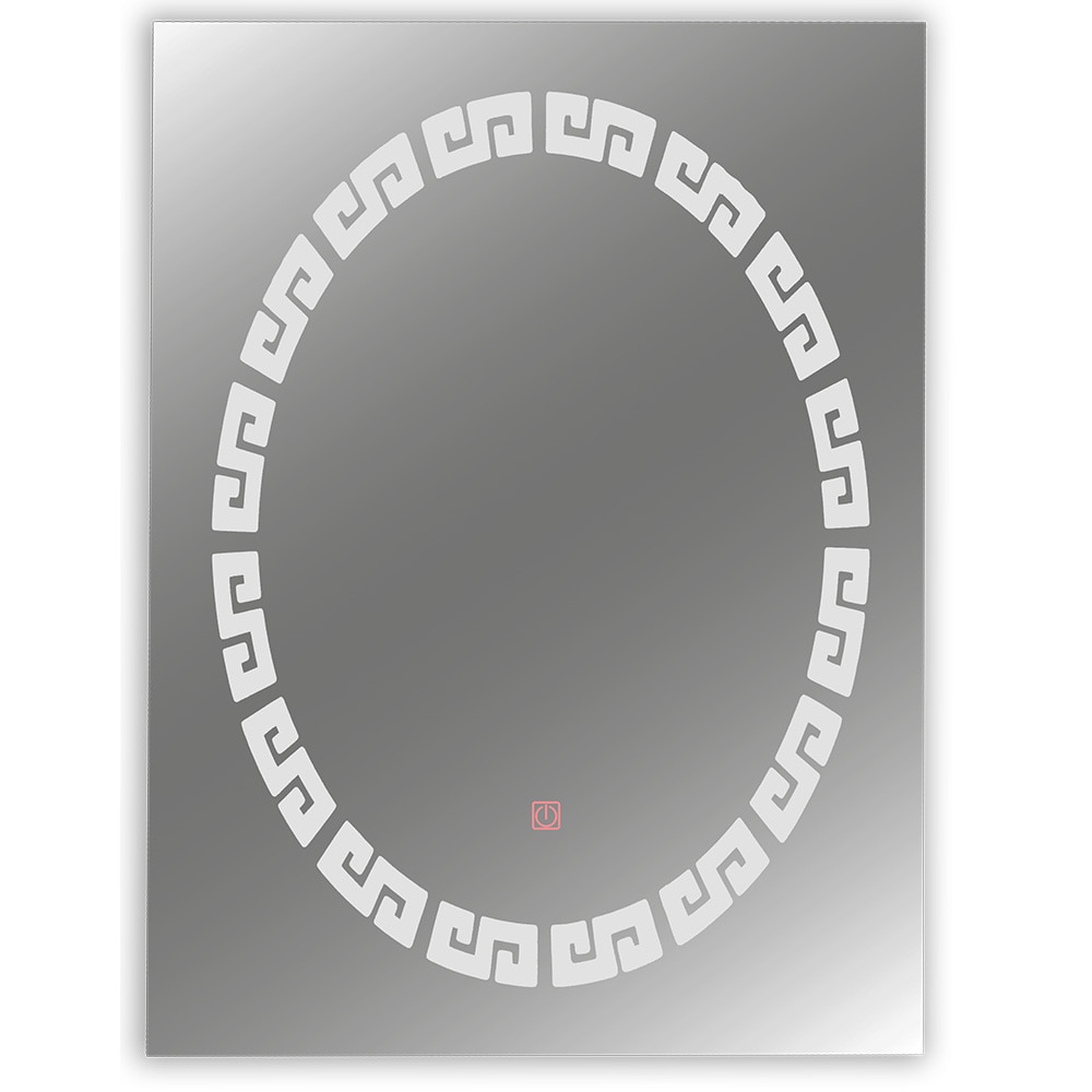 Oglinda Baie, Moderna Dreptunghiulara, 80 x 60 cm, Iluminta Led Touch Senzor, Cadran Luminat Oval