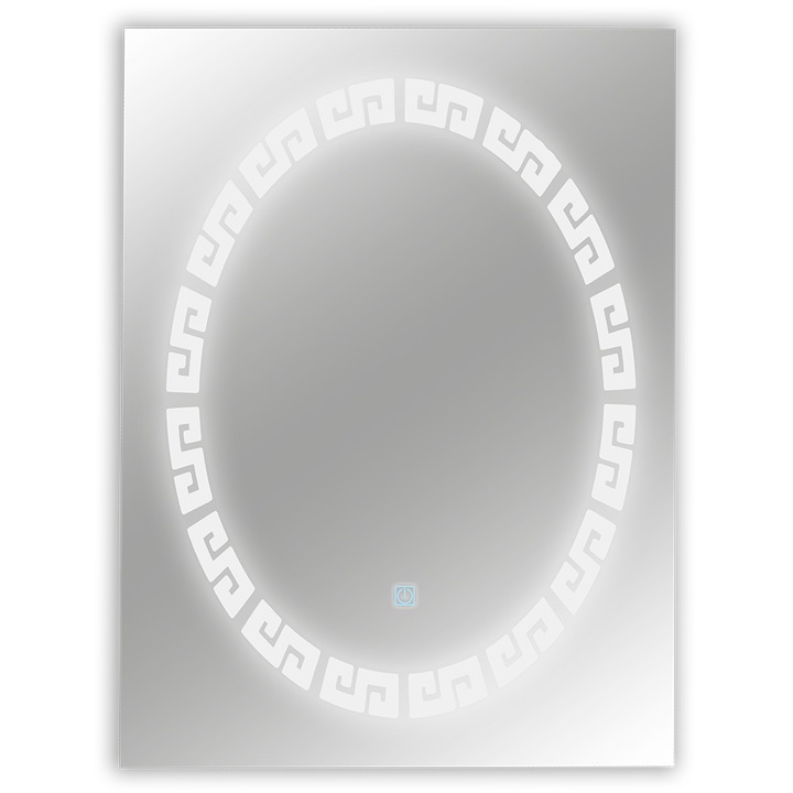 Tükör TM, 80 x 60cm, Fürdőszoba Négyszögletes Belső LED világítással OVÁLIS, Modern Design, Touch Sensor
